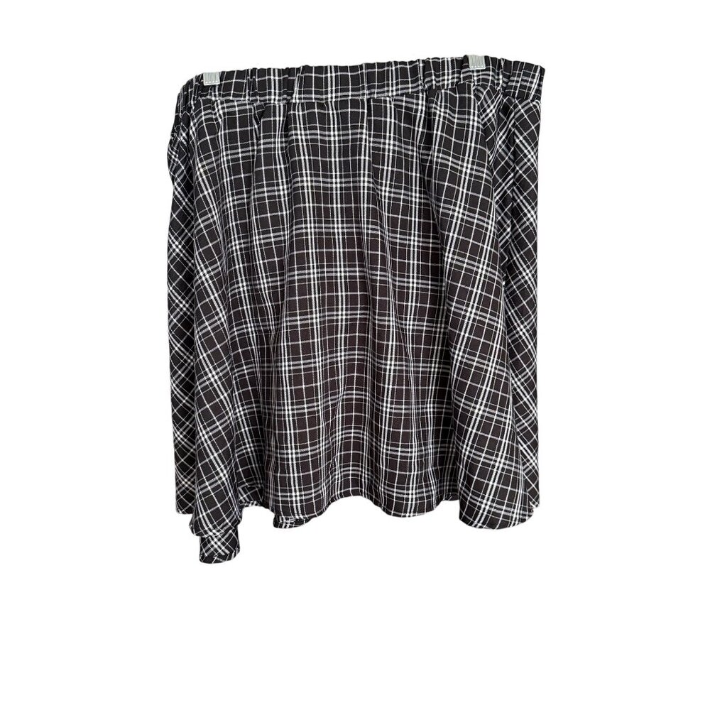Black & White Plaid Elastic Waist Flowy Skirt XX-Large Plus 97% Polyester Made I